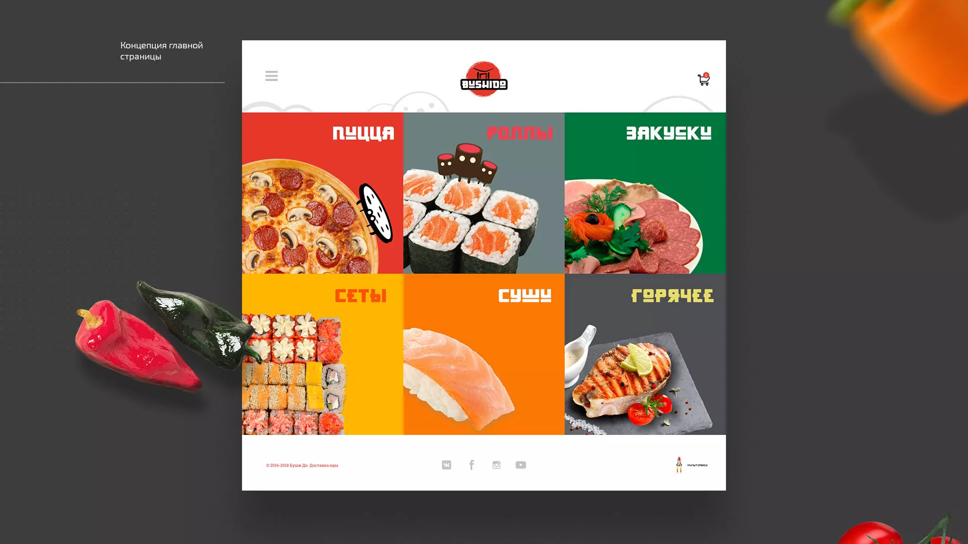 Разработка сайта для пиццерии «BUSHIDO» в Ростове